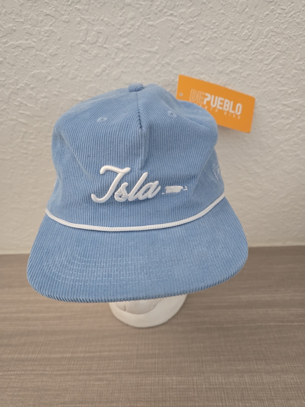 ​DePueblo Puerto Rico "Isla" Corduroy Rope Snapback Hat Light Blue NWT OSFM